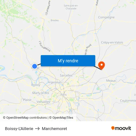 Boissy-L'Aillerie to Marchemoret map