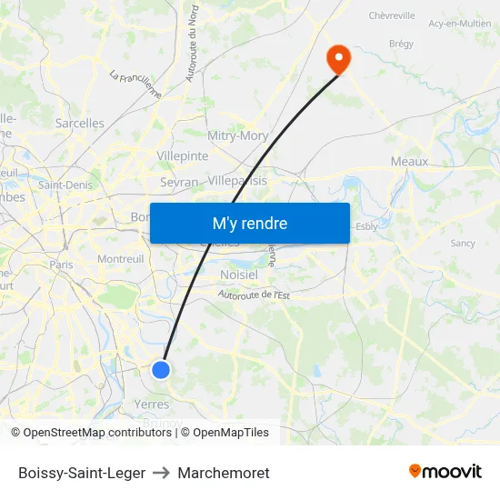 Boissy-Saint-Leger to Marchemoret map