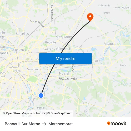 Bonneuil-Sur-Marne to Marchemoret map