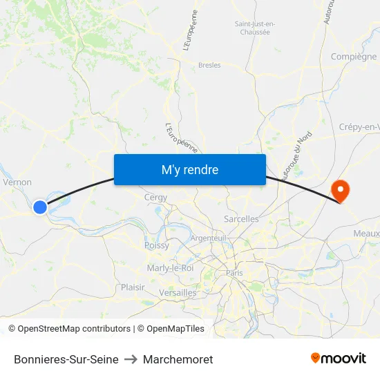 Bonnieres-Sur-Seine to Marchemoret map
