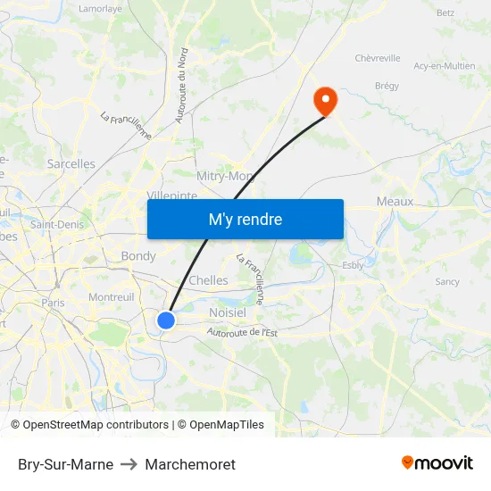 Bry-Sur-Marne to Marchemoret map