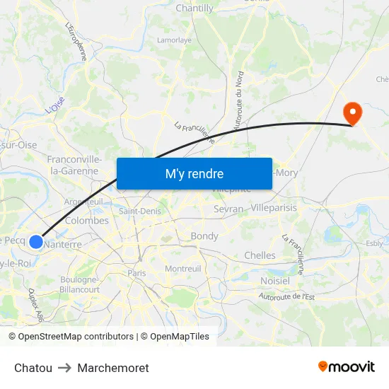 Chatou to Marchemoret map