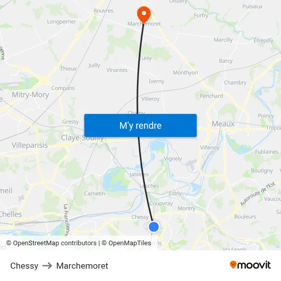Chessy to Marchemoret map