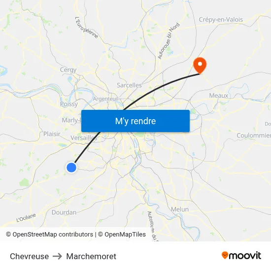 Chevreuse to Marchemoret map