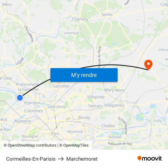 Cormeilles-En-Parisis to Marchemoret map