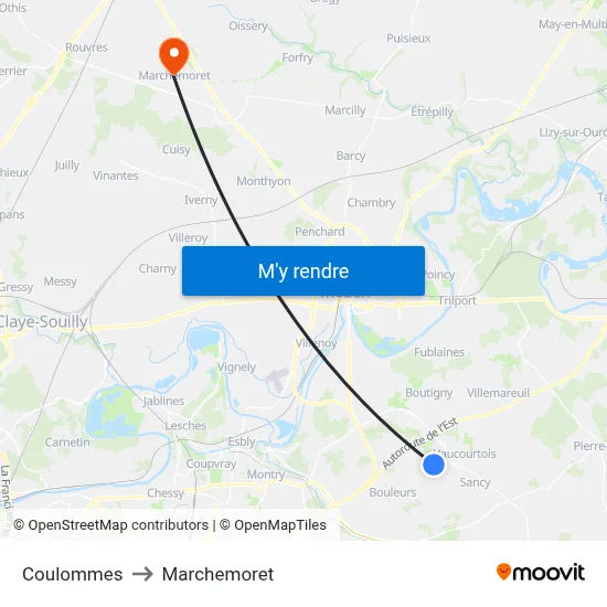 Coulommes to Marchemoret map