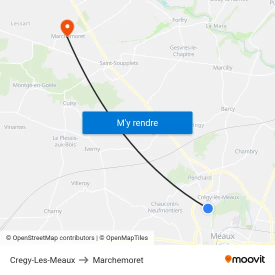 Cregy-Les-Meaux to Marchemoret map