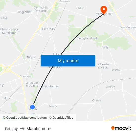 Gressy to Marchemoret map