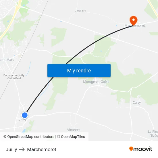 Juilly to Marchemoret map