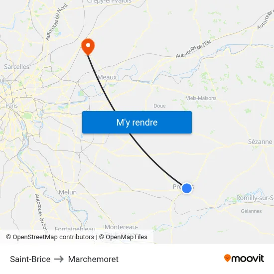 Saint-Brice to Marchemoret map
