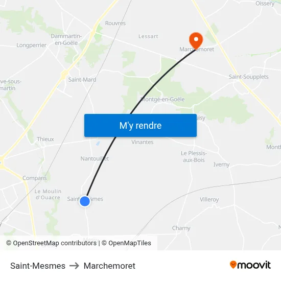 Saint-Mesmes to Marchemoret map