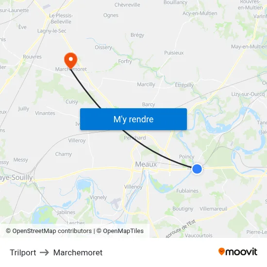 Trilport to Marchemoret map