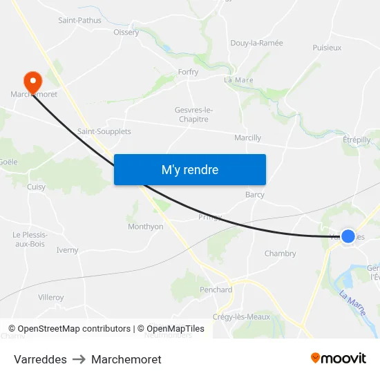 Varreddes to Marchemoret map