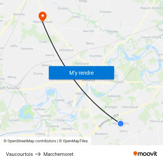Vaucourtois to Marchemoret map