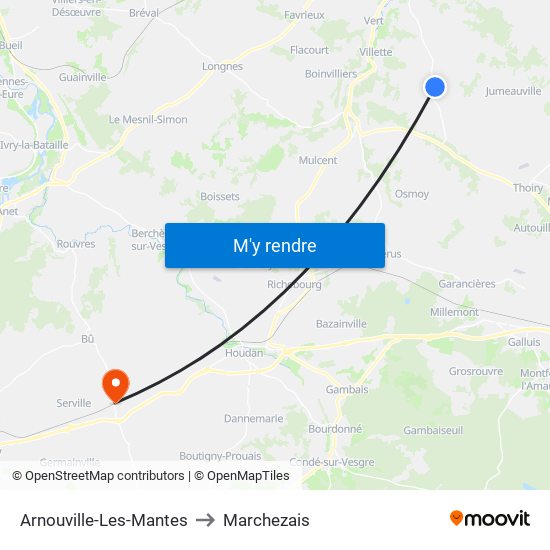 Arnouville-Les-Mantes to Marchezais map