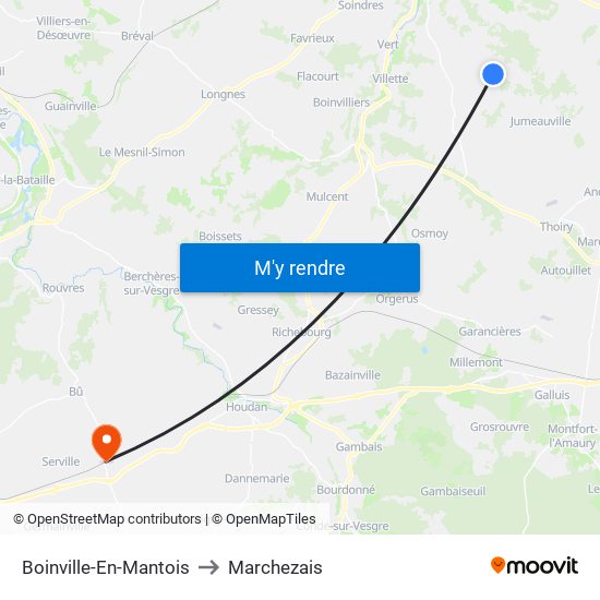 Boinville-En-Mantois to Marchezais map