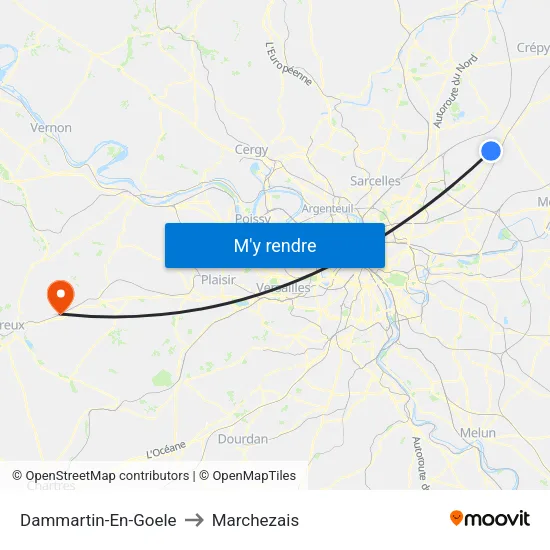 Dammartin-En-Goele to Marchezais map