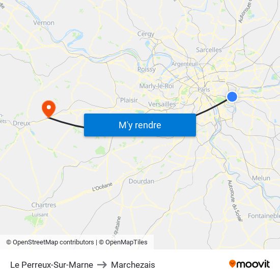 Le Perreux-Sur-Marne to Marchezais map