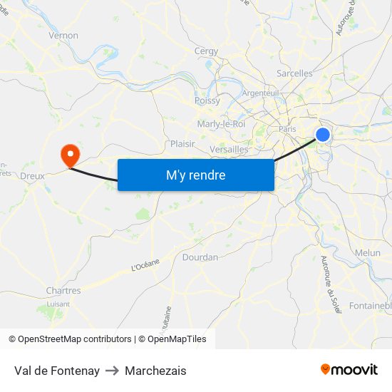 Val de Fontenay to Marchezais map