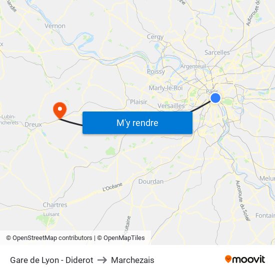 Gare de Lyon - Diderot to Marchezais map