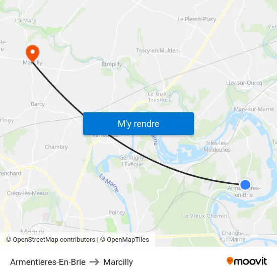 Armentieres-En-Brie to Marcilly map