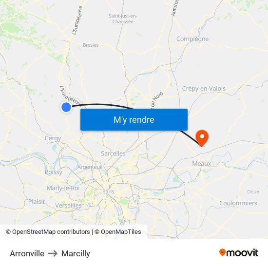 Arronville to Marcilly map