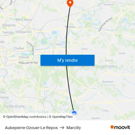 Aubepierre-Ozouer-Le-Repos to Marcilly map