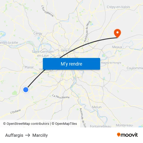 Auffargis to Marcilly map