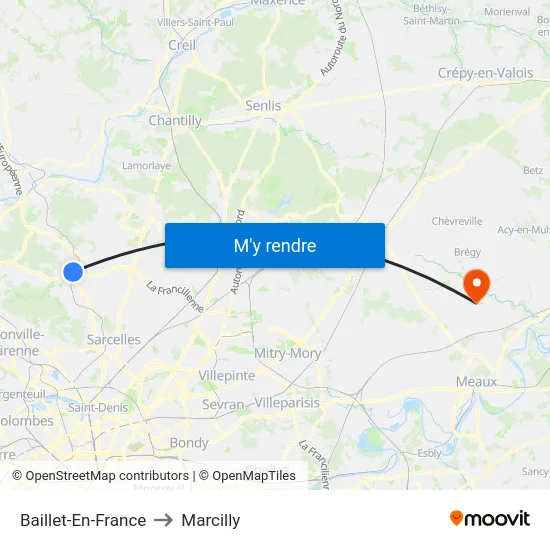 Baillet-En-France to Marcilly map