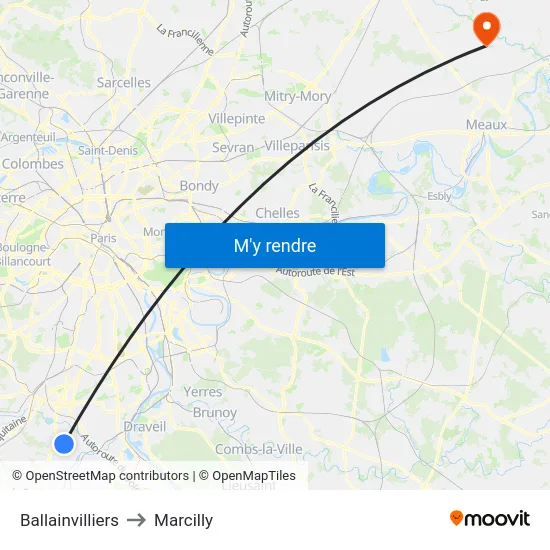 Ballainvilliers to Marcilly map