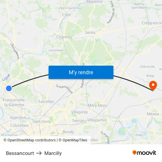 Bessancourt to Marcilly map