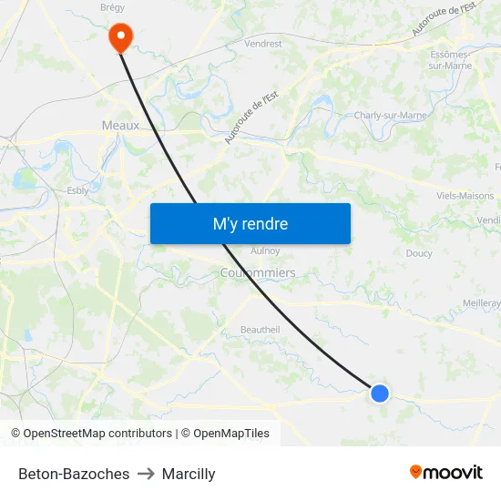 Beton-Bazoches to Marcilly map