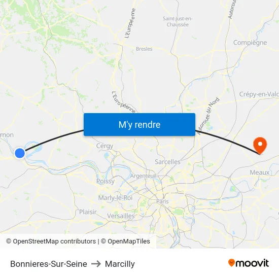 Bonnieres-Sur-Seine to Marcilly map