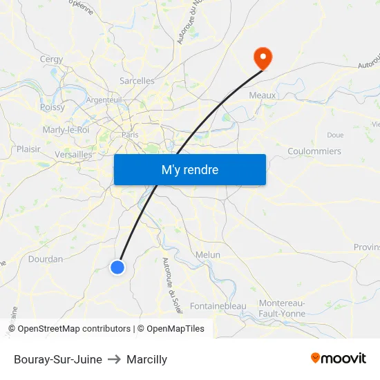 Bouray-Sur-Juine to Marcilly map