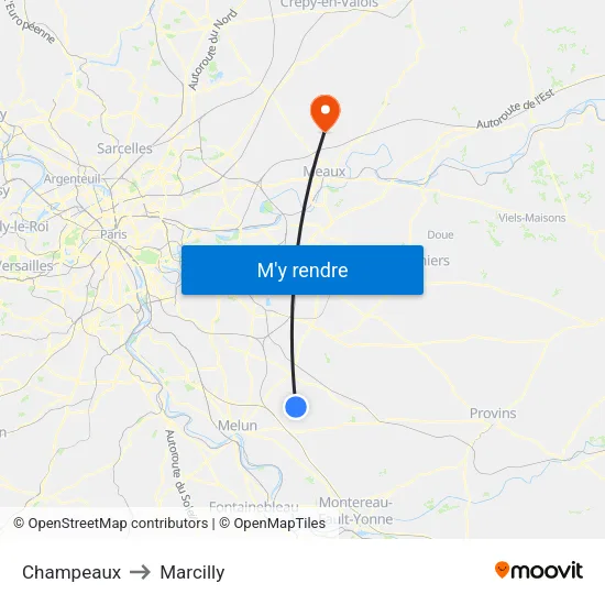 Champeaux to Marcilly map