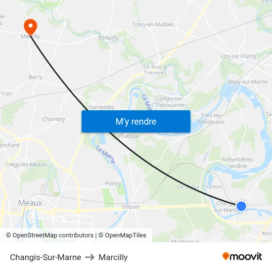 Changis-Sur-Marne to Marcilly map