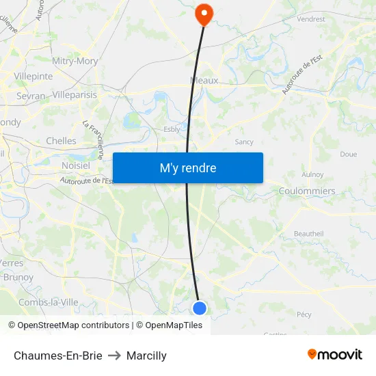Chaumes-En-Brie to Marcilly map