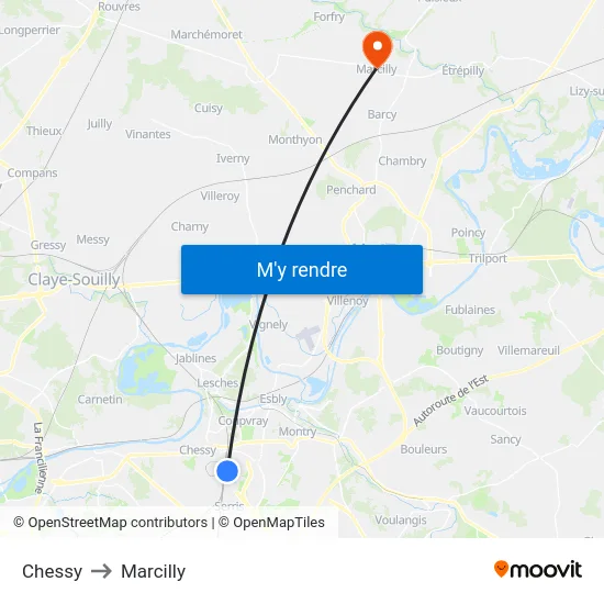 Chessy to Marcilly map