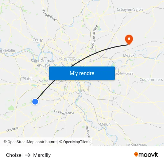 Choisel to Marcilly map
