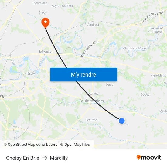 Choisy-En-Brie to Marcilly map