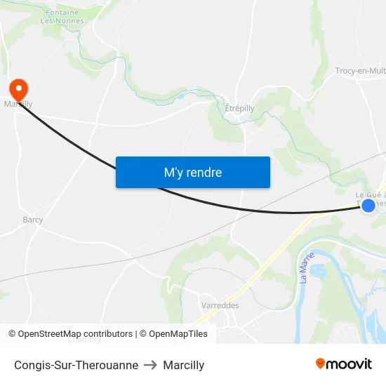 Congis-Sur-Therouanne to Marcilly map
