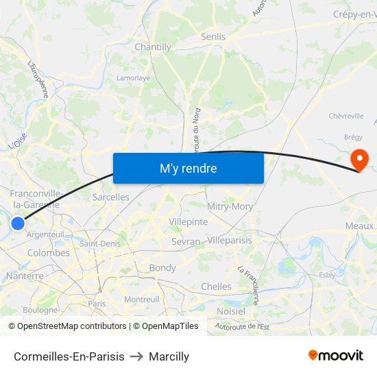 Cormeilles-En-Parisis to Marcilly map