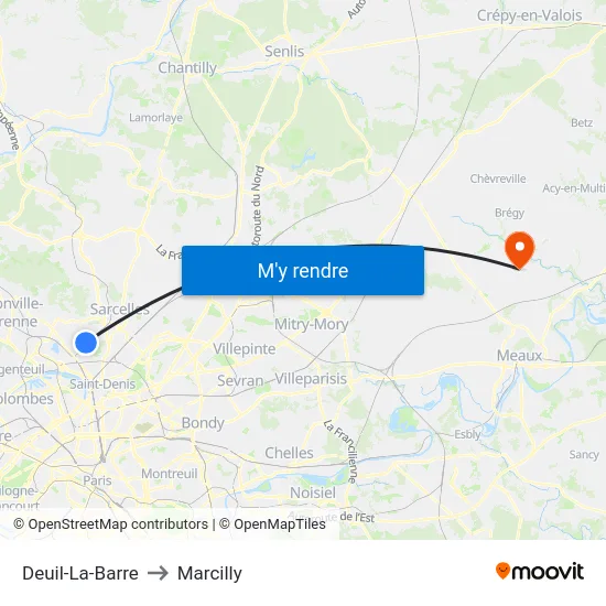 Deuil-La-Barre to Marcilly map