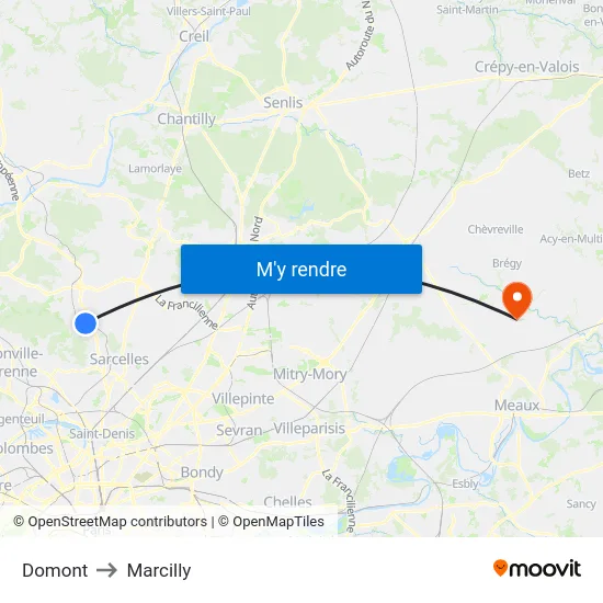 Domont to Marcilly map