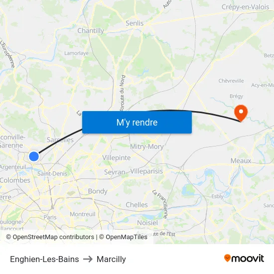 Enghien-Les-Bains to Marcilly map
