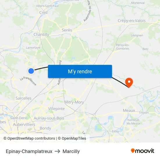 Epinay-Champlatreux to Marcilly map