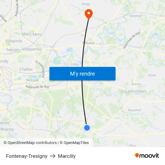 Fontenay-Tresigny to Marcilly map
