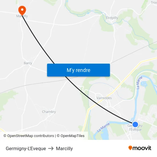 Germigny-L'Eveque to Marcilly map