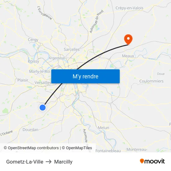 Gometz-La-Ville to Marcilly map
