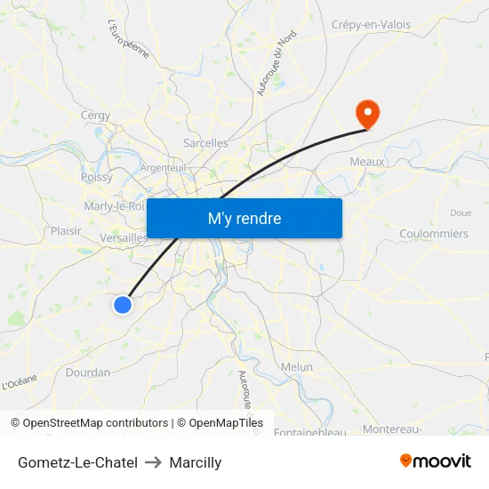 Gometz-Le-Chatel to Marcilly map